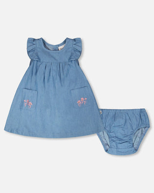 Light Blue Chambray Dress And Bloomer Set Light Blue - H30B10_01250