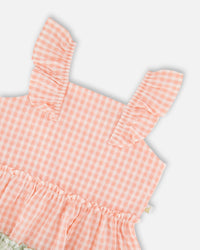 Tunic And Organic Cotton Capri Set Coral Gingham And Coral - H30F11_3H107