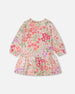 French Terry Dress Pink Printed Flowers - H30F86_3H216