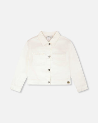 White Denim Jacket With Embroidery - H30H50_01000