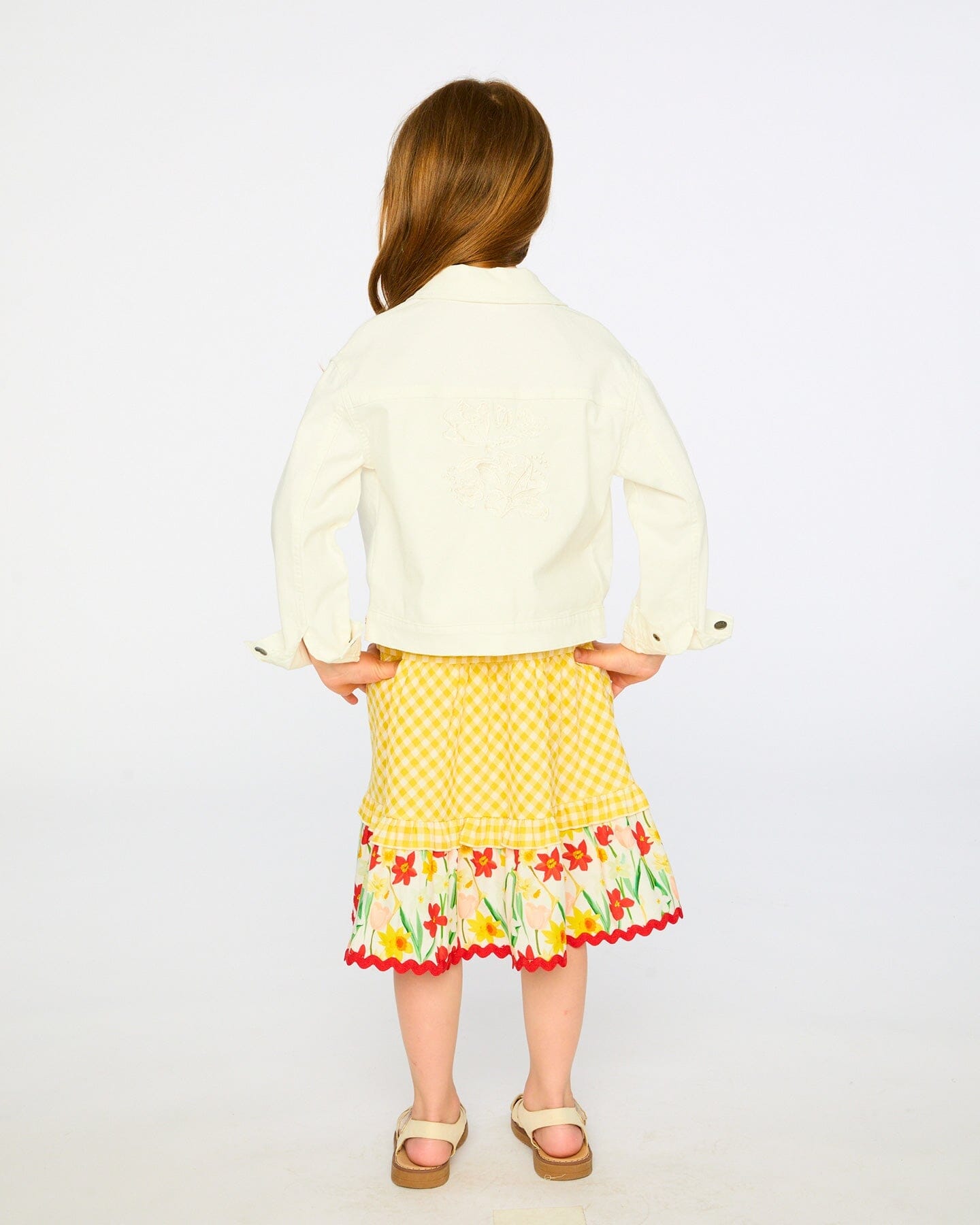 White Denim Jacket With Embroidery - H30H50_01000