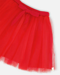 Mesh And Eyelet Skirt Red - H30H81_07620