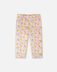 Jersey Capri Pink Printed Daisies - H30I60_3H136