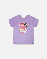 Organic Cotton Jersey T-Shirt Mauve With Sneakers