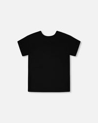 Organic Cotton Jersey T-Shirt Black With Zebra - H30M70_09990