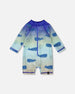 Baby And Toddlers One-Piece Long Sleeve Rashguard Blue Whale Print - H30OB15_3H156