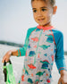 Baby And Toddler One-Piece Long Sleeve Rashguard Grey Baby Dinosaur Print - H30OB17_3H161