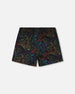 Swim Trunks Black Dinosaur Print - H30OB32_3H162