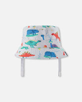Recycled Polyester Beach Hat Blue Baby Dinosaur Print