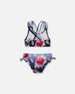 Two-Piece Swimsuit Blue Rose Print - H30OG23_3H144