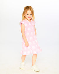 Terry Cloth Beach Hoodie Dress Pink Printed Flowers - H30OG80_3H184