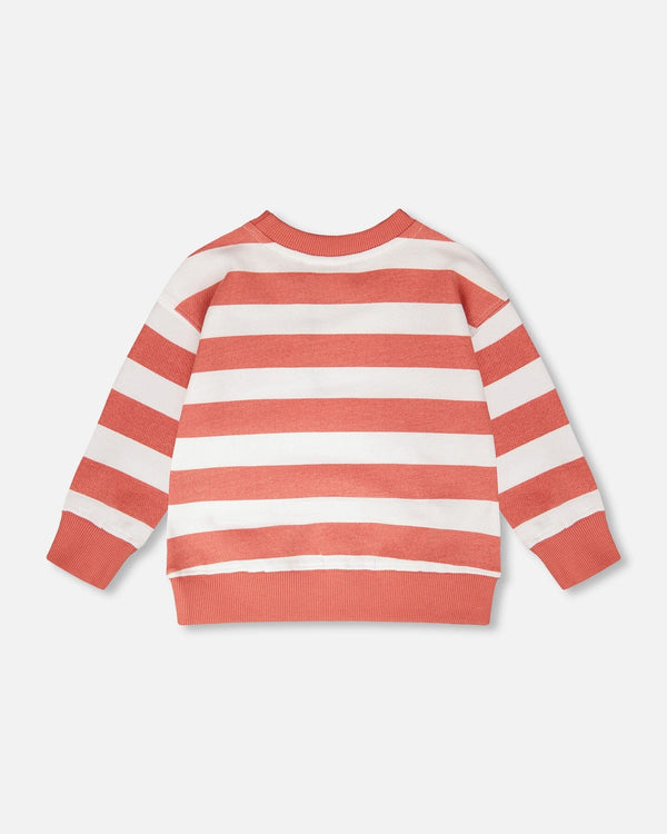 French Terry Sweatshirt Brick And White Stripes - H30T30_3H047