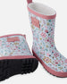 Rain Boots In Natural Rubber Blue Mini Flower Print - H30WB10_3H005