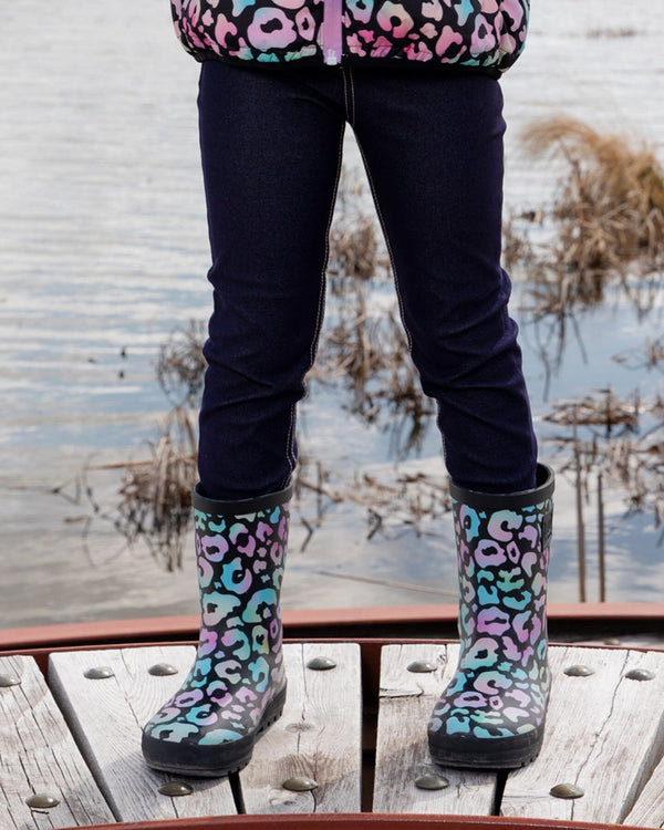 Rain Boots In Natural Rubber Black Animal Print - H30WB10_3H010