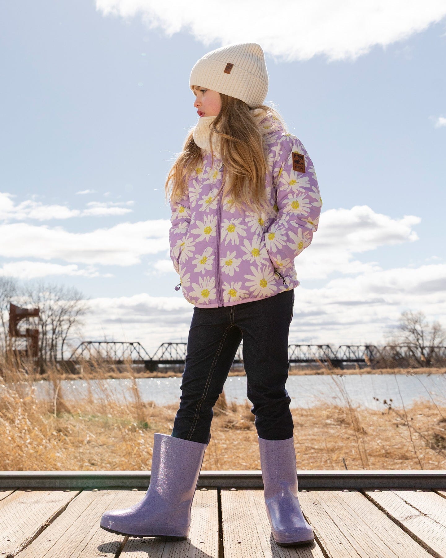 Rain Boots In Natural Rubber Purple Glitter - H30WB10_3H170