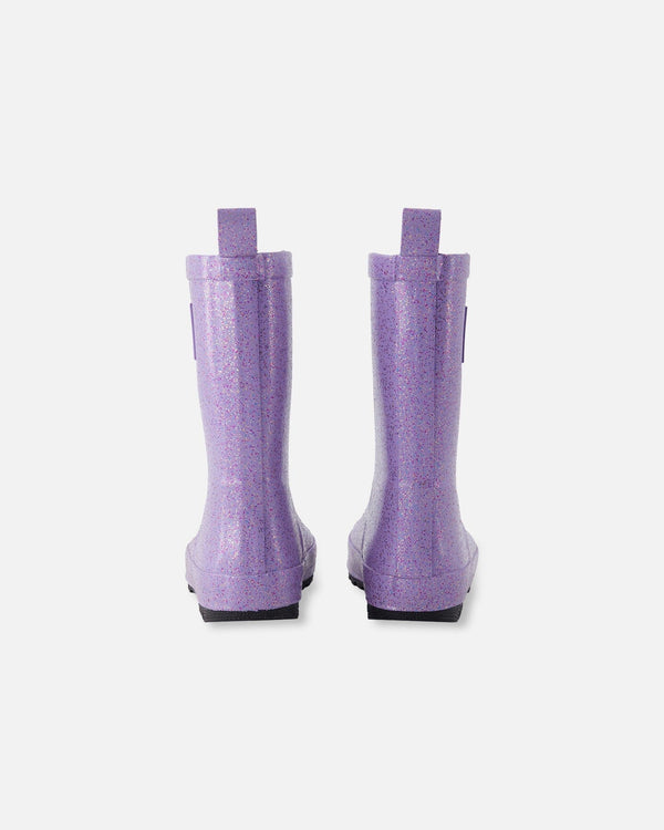 Rain Boots In Natural Rubber Purple Glitter - H30WB10_3H170