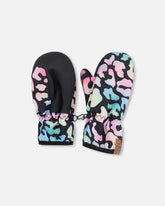 Mid-Season Mittens In Recycled Polyester Black Animal Print