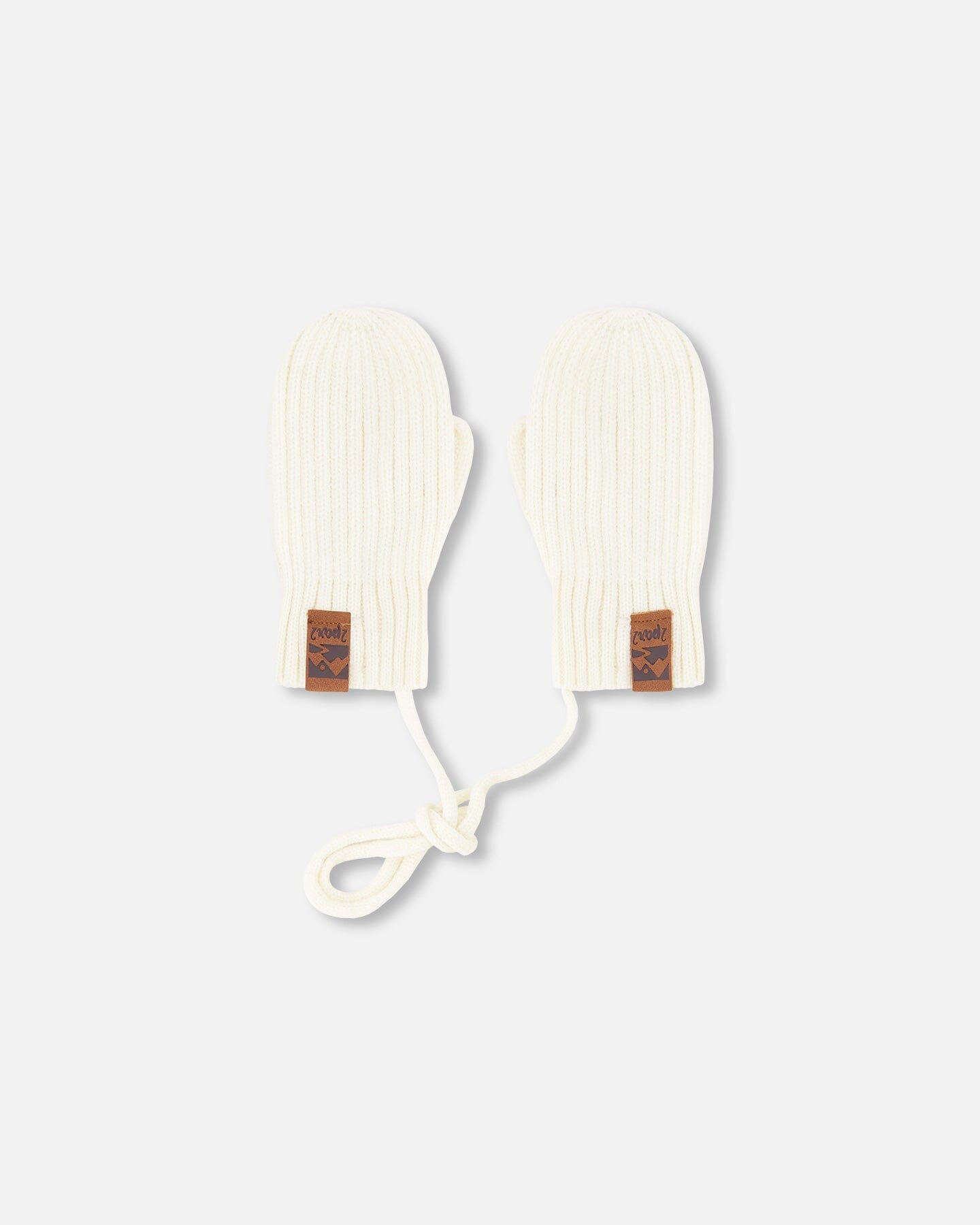 Baby Knit Mittens With Cord Off White - H30WT25_01380