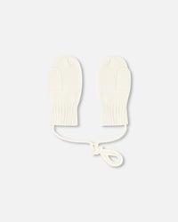 Baby Knit Mittens With Cord Off White - H30WT25_01380