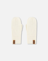 Ribbed Knit Mittens Off White - H30WT26_01380