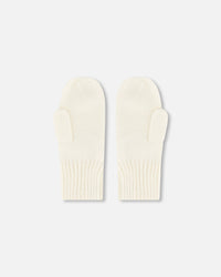 Ribbed Knit Mittens Off White - H30WT26_01380