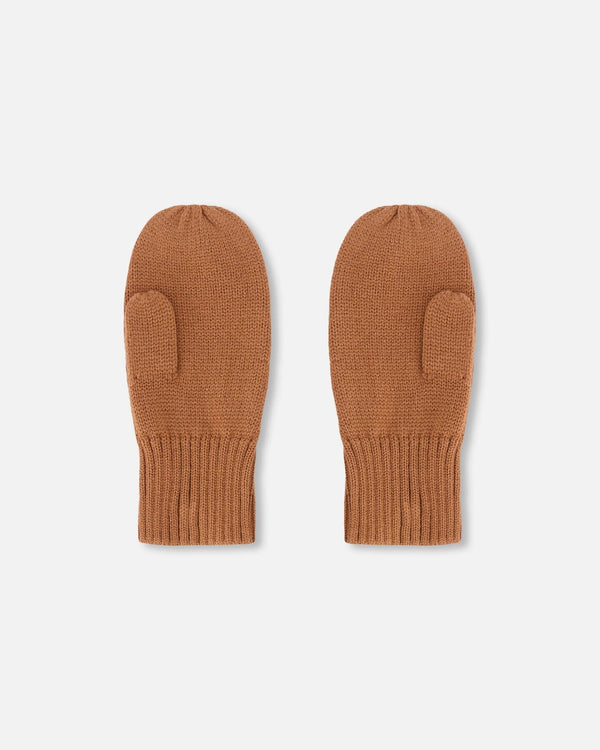 Ribbed Knit Mittens Brown - H30WT26_01730