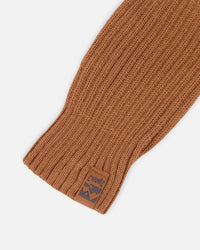 Ribbed Knit Mittens Brown - H30WT26_01730