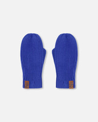 Ribbed Knit Mittens Royal Blue - H30WT26_04690