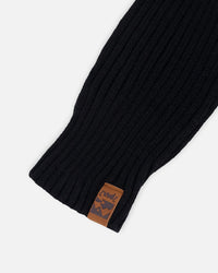 Ribbed Knit Mittens Black - H30WT26_09990
