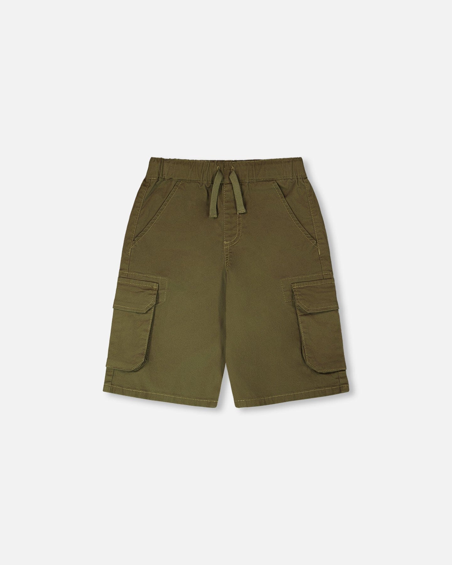 Stretch Twill Bermuda With Cargo Pockets Dark Khaki Green - H30YB27_03720