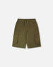 Stretch Twill Bermuda With Cargo Pockets Dark Khaki Green - H30YB27_03720