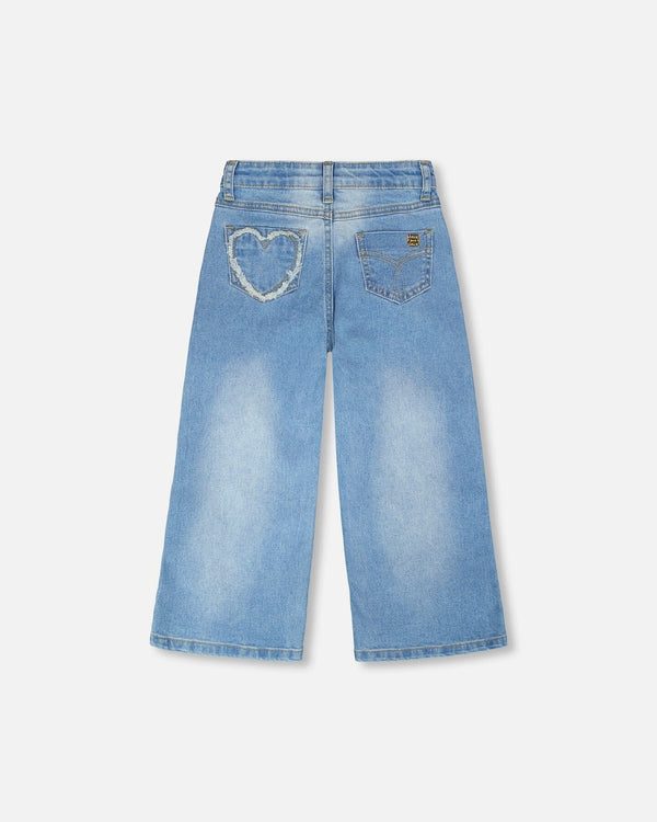 Wide Leg Light Blue Denim Jeans - H30YG20_01250